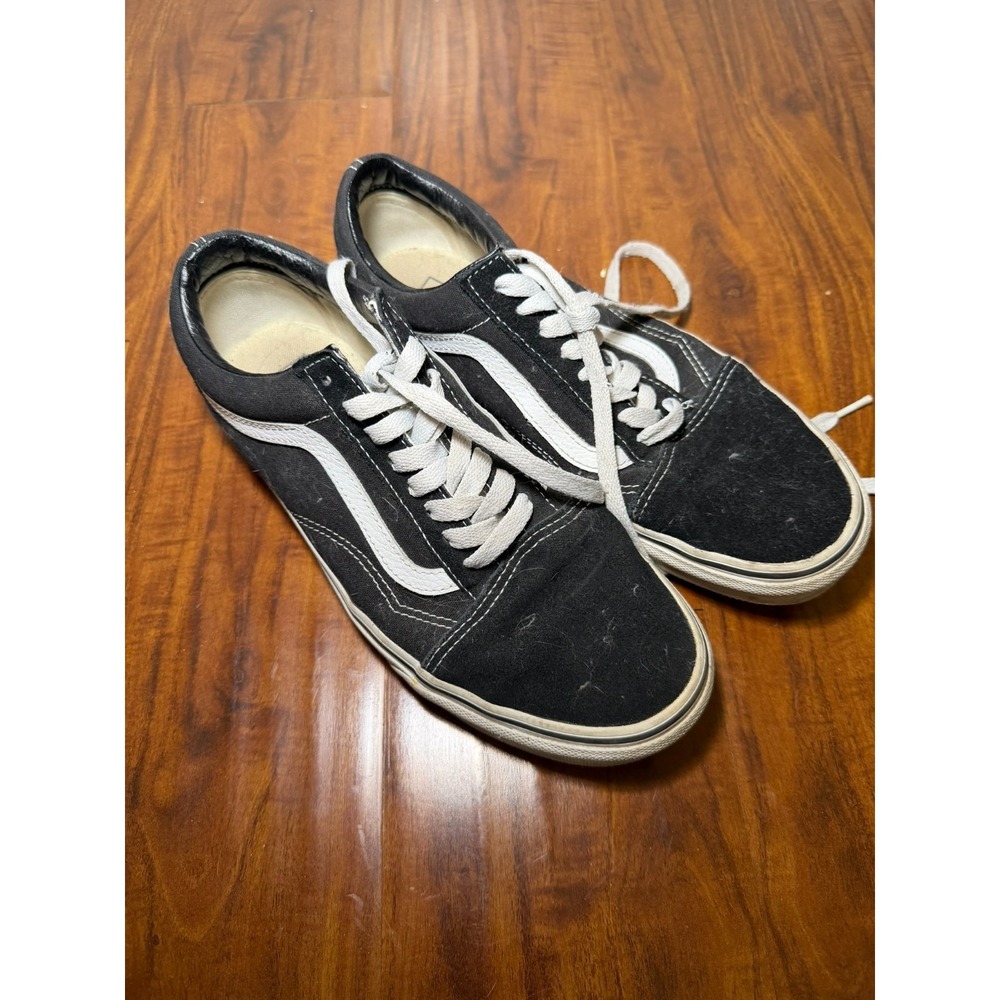 Vans Old Skool Shoes Mens Size 7.5 W 9 Black White Suede Low Top Skate Sneakers